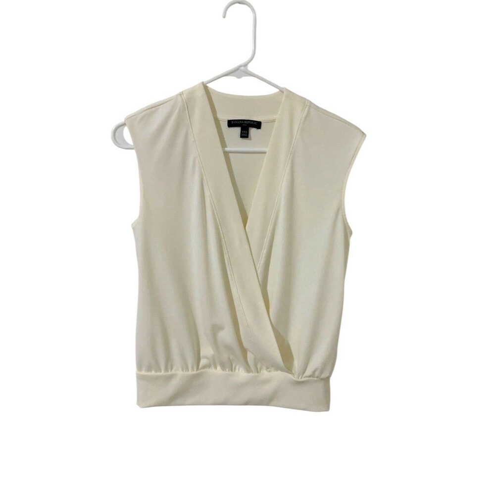 Banana Republic Cream Sleeveless Surplice Blouse